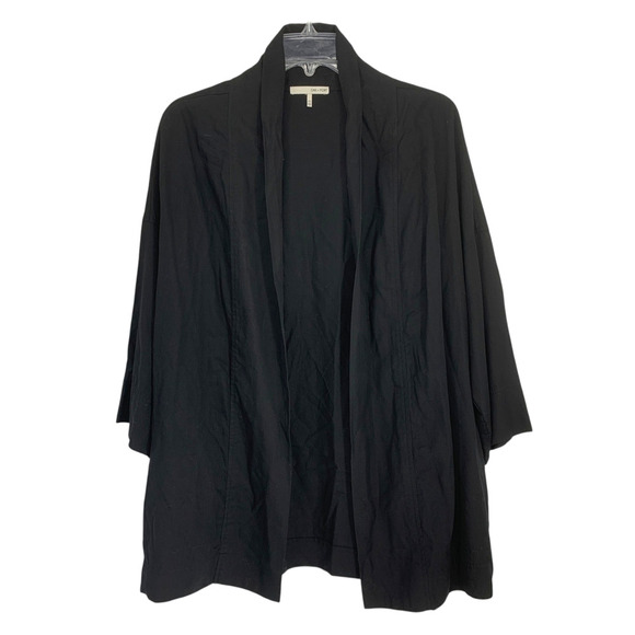 Oak + Fort Sz XS Black Tencel Kimono Jacket Topper Minimalist Capsule Wardrobe - Picture 2 of 8